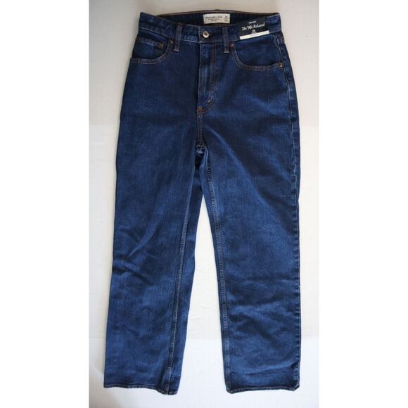 Abercrombie & Fitch Women's Sz 25 Blue The '90s Relaxed Hi-Rise Curve Love Jeans - Picture 1 of 10